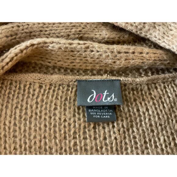 Dots Women's 3X Brown Open Front Draped Cardigan Sweater Acrylic Winter - Picture 3 of 12
